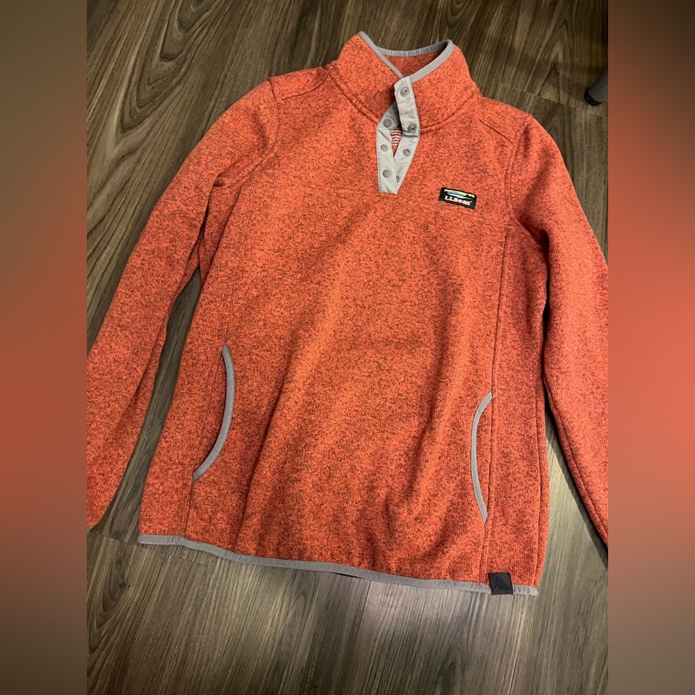 LL Bean Sweater Fleece Pullover Quarter Snap S